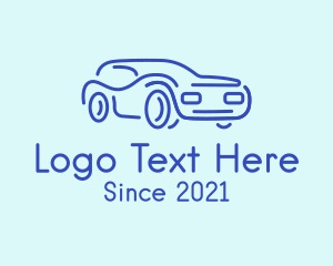 Line Art - Blue Convertible Car logo design