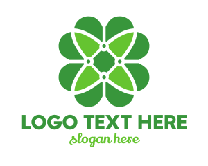 Green Flower - Green Clover Flower logo design