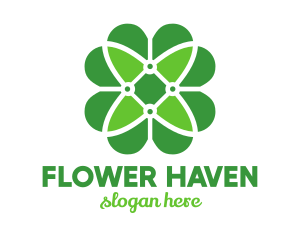 Green Clover Flower logo design