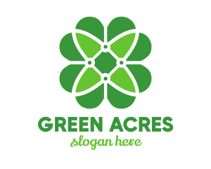 Green Clover Flower logo design