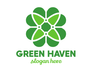 Green Clover Flower logo design