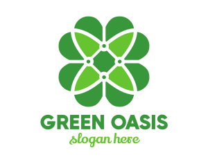 Green Clover Flower logo design