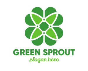 Green Clover Flower logo design