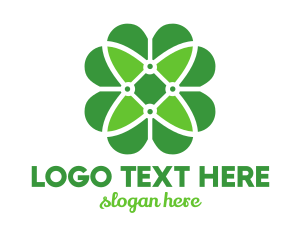 Green Clover Flower logo design