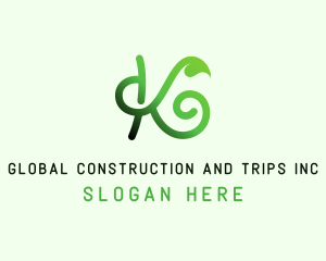 Green Eco Letter K  Logo