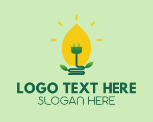 Plug - Leaf Light Bulb logo design
