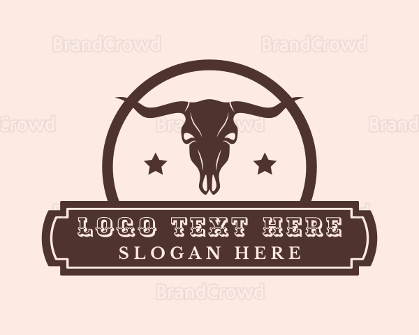 Western Bull Skull Banner Logo
