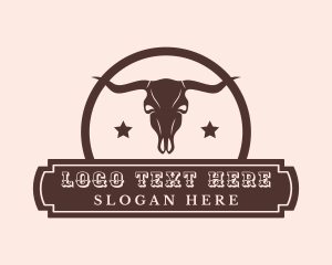 Livestock - Western Bull Skull Banner logo design