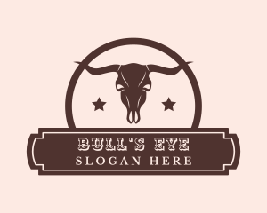 Western Bull Skull Banner logo design