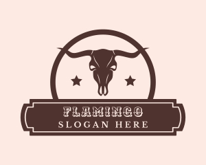 Livestock - Western Bull Skull Banner logo design