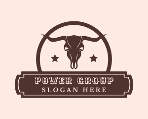 Wild West - Western Bull Skull Banner logo design