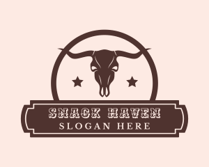 Western Bull Skull Banner logo design