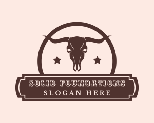 Butcher - Western Bull Skull Banner logo design