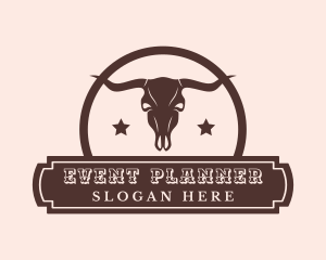 Ranch - Western Bull Skull Banner logo design