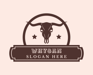 Saloon - Western Bull Skull Banner logo design