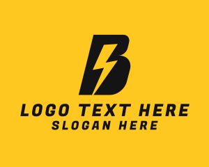 Lightning Volt Letter B Logo