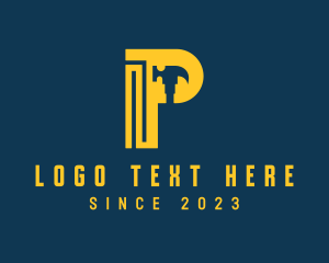 Yellow - Hammer Repairman Letter P logo design