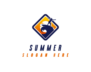 Surfing Summer Sunset logo design