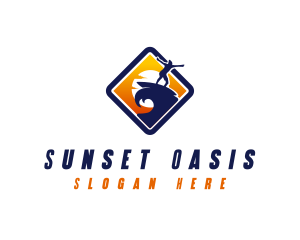 Surfing Summer Sunset logo design