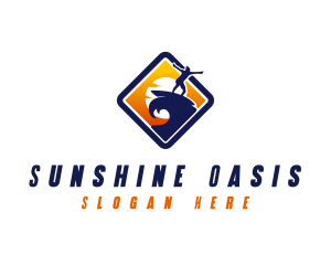 Summer - Surfing Summer Sunset logo design