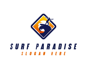 Surfing Summer Sunset logo design