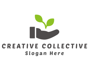 Hand Eco Plant Grow logo design