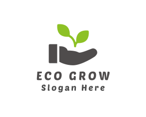 Hand Eco Plant Grow logo design