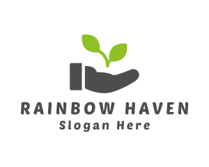 Hand Eco Plant Grow logo design