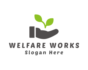 Welfare - Hand Eco Plant Grow logo design