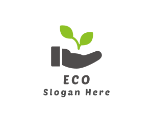 Hand Eco Plant Grow logo design