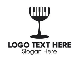 Composer - Piano Keys Wine Glass logo design