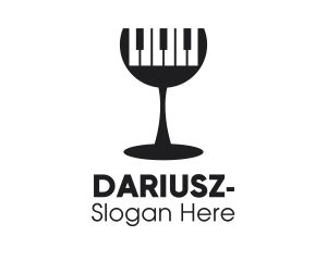 Composer - Piano Keys Wine Glass logo design