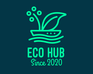 Green Sailing Leaf Eco Boat logo design