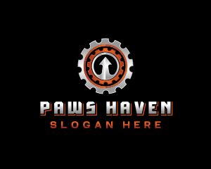 Cogwheel Arrow Machine Logo