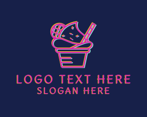 Sugar Cone - Ice Cream Dessert Glitch logo design