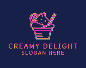 Yogurt - Ice Cream Dessert Glitch logo design