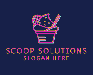 Scoop - Ice Cream Dessert Glitch logo design