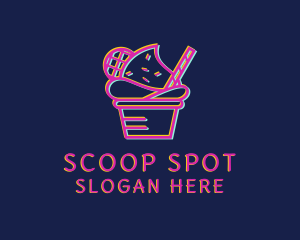 Scoop - Ice Cream Dessert Glitch logo design