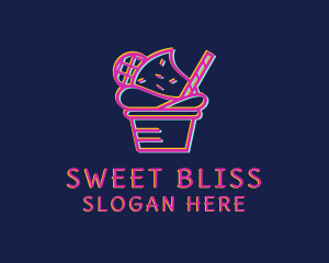 Sugar - Ice Cream Dessert Glitch logo design