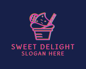 Sherbet - Ice Cream Dessert Glitch logo design