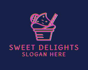 Ice Cream Dessert Glitch  logo design