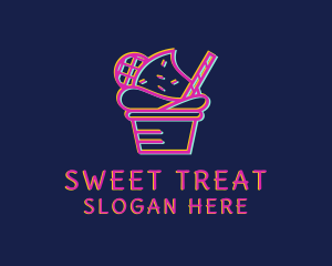 Sherbet - Ice Cream Dessert Glitch logo design