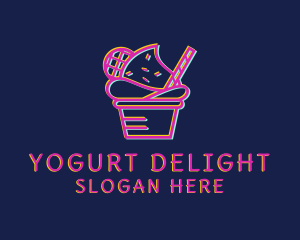Yogurt - Ice Cream Dessert Glitch logo design