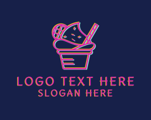 Ice Cream - Ice Cream Dessert Glitch logo design