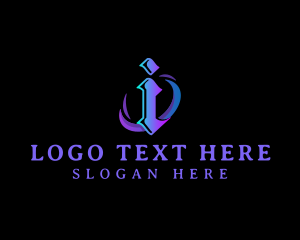 Letter I - Gothic Swoosh Gaming Letter I logo design