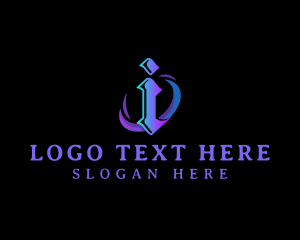 Gothic Swoosh Gaming Letter I Logo
