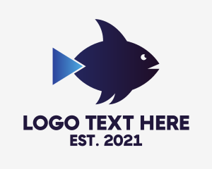Fisherman - Fish Play Button logo design