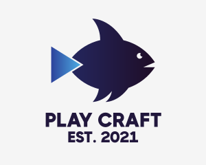 Fish Play Button  logo design