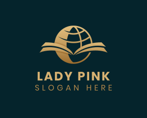 International - Gold Global Library logo design