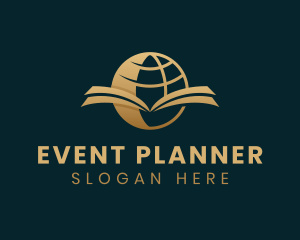 Planet - Gold Global Library logo design
